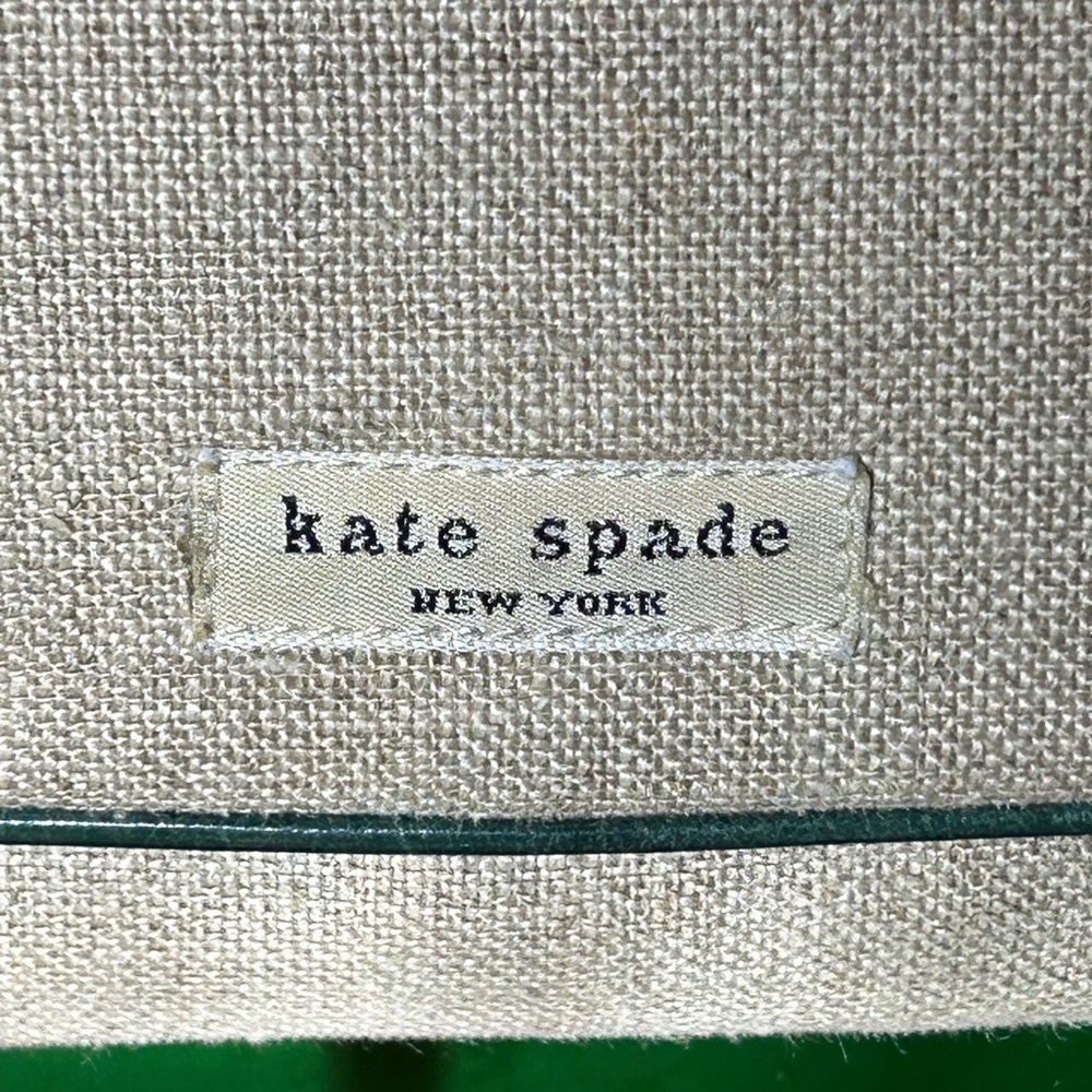 Kate Spade Beige Woven Linen Shoulder Bag – Green Trim – Small – Like New - Picture 13 of 13